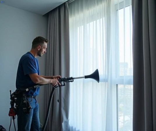 Professional curtain steam cleaning process equipment Matty Curtain Cleaning berkshire-park-nsw